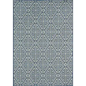 Contemporary Runner Area Rug, Navy, 2'3" X 7'6" Runner