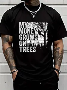 100% cotton Arborist Mens Tree Climber Vintage My Money Grows On Trees T-Shirt Men Graphic T-Shirt Cotton Print short Sleeve Casual Top, Summer Tee Mens Tops