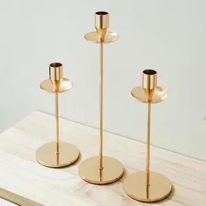 Candle Holders, Brass Taper Candlestick Holders Set of 3,  Metal Candle Sticks Holder with Wax-Catcher for Fall Decor, Thanksgiving Table Centerpiece, Wedding
