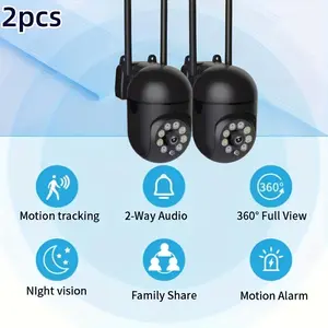 2pc Indoor WiFi Security Camera, smart human/vehicle/pet detection, motion alert, two-way audio, 1024P HD ,night vision, real-time remote viewing, supports SD card & cloud storage