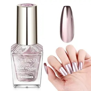 SAVILAND 0.34 oz Metallic Nail Polish Rose Gold Mirror Pink Chrome Fingernail Polish No Curing Bulk Nail Lacquer for Toes Nail Art DIY Home