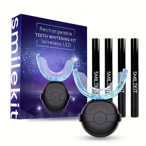 Teeth Whitening Kit, Home Use Wireless Teeth Cleaning And Set With LED Blue Light Accelerator, 4 Teeth Whitening Gel Pens For Natural And Stain Removal At Home, Best Choice For Valentine'S Day And Father'S Day Gif