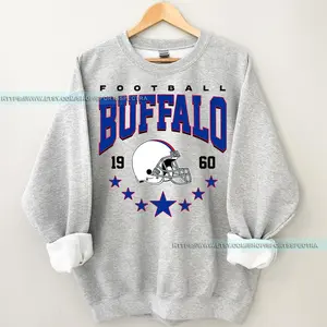 [Sale Up To 50%] Buffalo Football Vintage Sweatshirt, Buffalo Bill Crewneck Sweatshirt, Buffalo New York, Buffalo Bill Fan Gift, Sunday Football, Gift For Fan, Trendy USA Cotton Fabric