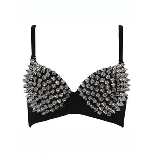 Women's Sexy Underwear Performance Costume Nails Bra Top Dance Wear Handmade Bra Valentine's Day Gift New Year Gift
