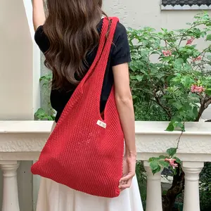 Knitted Mesh Openwork Bag — Summer Casual & Relaxed Style Shoulder Bag — Large-Capacity Mesh Tote