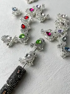 5 Random Color Alloy Cute Bird Shape Beads with Artificial Crystals Rhinestone Focal Beads for Pens, Beaded Pen Fancy Beads, DIY Craft Bead Jewelry Making Accessories