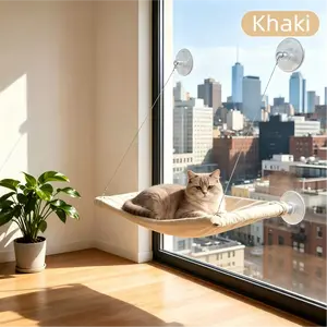Cat Window Perch, Space-Saving Design, 360° Full Sunbath, Cat Window Hammock – Stain-Resistant & Waterproof Cat Window, Easy to Assemble, Suction Cup Pet Hanging Bed, Comfortable Indoor Sunbathing Lounger for Cats, Summer Vibe