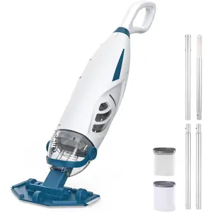 Cordless Pool Vacuum with 6' Extension Pole, Upgraded 26.5 GPM Beast-Level Suction, 2 Filters, 1H Runtime, Handheld Rechargeable Pool Cleaner for Above Ground & Inground Pools, PC68
