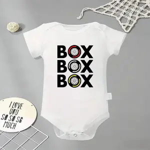 Box Box Box F1 Pit Stop Baby Bodysuit, Funny Infant Newborn Clothes 100% Cotton Jumpsuits Baby Boys Girls Casual Rompers Baby Gift Baby Short Sleeves Onesie Clothes Letter Pattern Baby Outfit for Outdoor Indoor