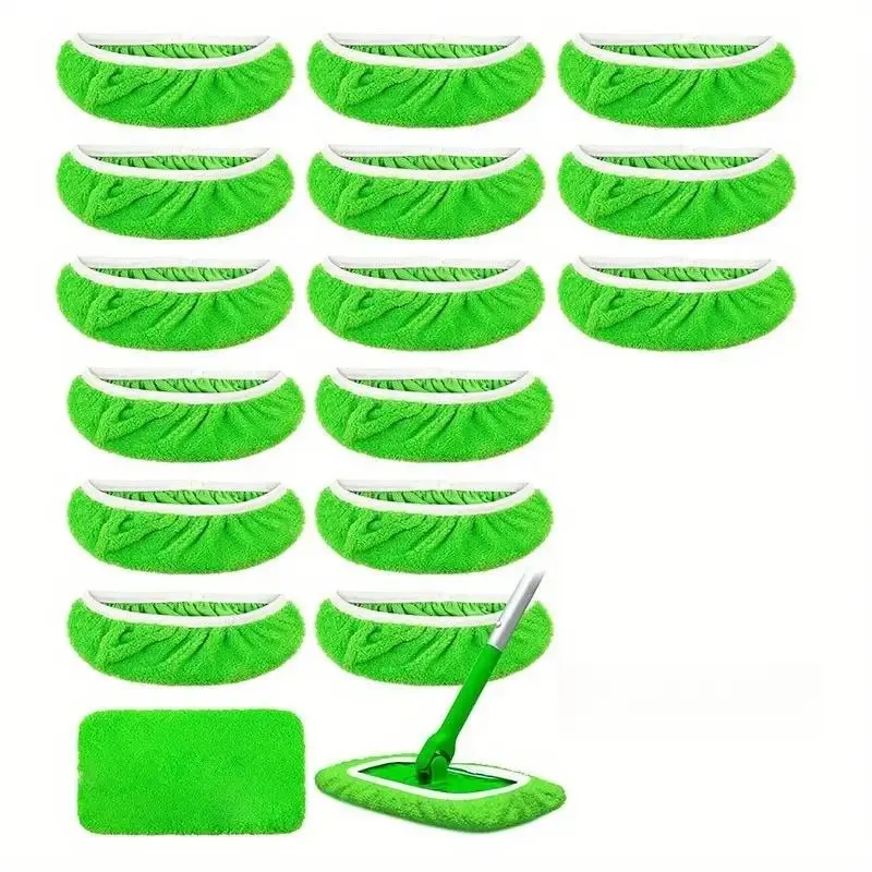 16-Piece Reusable Microfiber Flat Mop Pad Set – Absorbent Cleaning Cloth Refills for Homes, Offices, Classrooms and Hard-to-Reach Areas