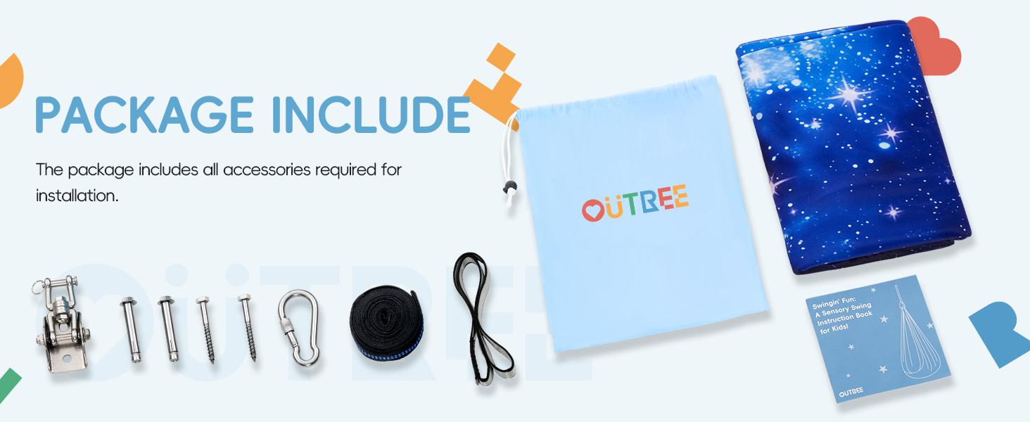 (Summer Turn-Up)OUTREE Sensory Swing for 3+ Years Old - Double-Layered Hammock with 360° Rotating Hanger Kit, Summer Turn Up & Father's Day Deal