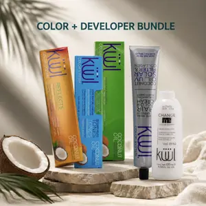 KUUL Cream Hair Color Kit - 90ml Coconut Oil Formula, Peroxide Developer Included, Vibrant Tones for Curly Hair Balayage, Haircare for Natural Radiance Radiant