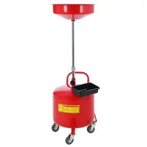 GARVEE 8 Gallon Portable Oil Drain Tank with Adjustable Funnel Height, Air Operated Drainer, 15'' Premium Bowl, Toolbox, and Wheels for Easy Fluid Transfer and Waste Oil Management, Red