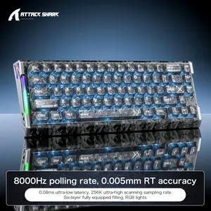 ATTACK SHARK R68 HE 8K Magnetic Gaming Keyboard, 8000Hz & 0.08ms, 0.005mm Rapid Trigger, Adjustable Actuation, 60% 68-Key RGB Wired Keyboard for PC/Mac, RGB Backlight Keyboard