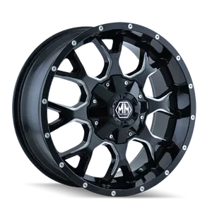Mayhem 8015 Warrior 20x9 / 6x135 BP / 0mm Offset / 106mm Hub Black w/ Milled Spokes Wheel