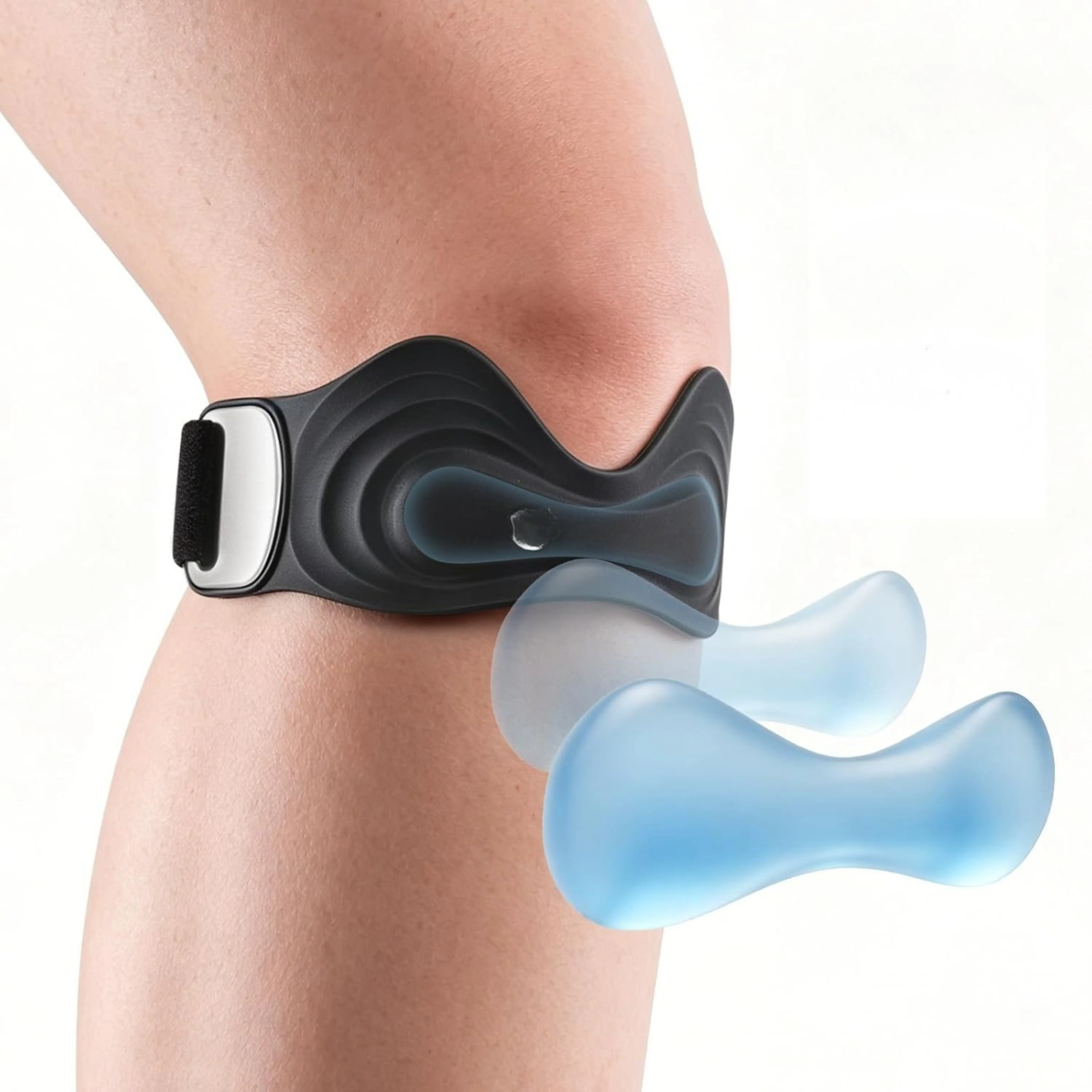 Patellar Tendon Support Strap, Patella Band for Running, Basketball, Hiking, Volleyball & Squats, Knee Strap for Knee Pain Relief, Tendonitis, Knee Brace for Women & Men with Extra Straps (Black)