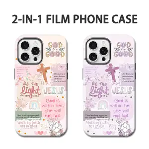 Floral Cross Phone Case for iPhone Samsung 17Pro Max Air 16 15Plus 14 13 12 11 XR XS Galaxy S25 S24 S23 S22 A71 A56 A55 A54 A53 A52, Two-in-one double-layer protection, Shockproof Drop, Protection Durable,  Girly Aesthetic Phone Case for a girl-JY03