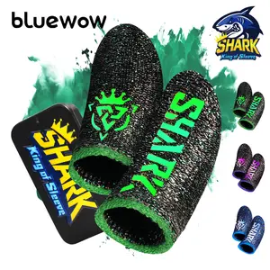 BlueWow Shark King V6 SilverFiber Mobile Gaming Finger Sleeves 10 Count Ultra-Soft 0.3mm Thin Fabric High Sensitivity Sweat-Proof for Gamers Hygienic Individual Sealed Bags Touchmade Compact & Portable