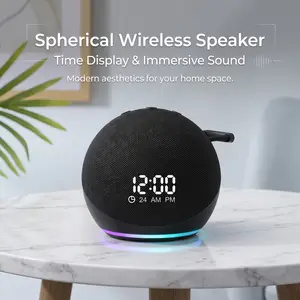 Spherical 5th Gen Alexa Dot Speaker With RGB LED Light, Wireless Subwoofer, TWS Connection And Portable Base.