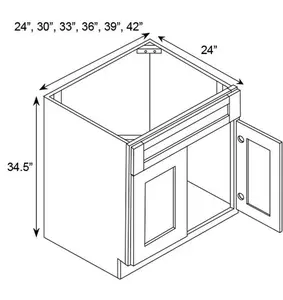 Liberty Black Shaker Oak -  SB36 - Sink Drawer Base Cabinets - 36"W x 34.5"H x 24"D