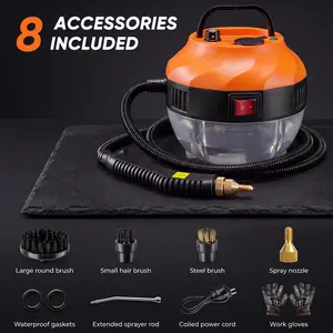 10-Second Quick-Heat Handheld Steam Cleaner, 6 Adjustable Steam Levels, 4 lbs Lightweight Portable Steamer for Kitchen Grease, Car Interior, Bathroom Grout, Chemical-Free High-Temperature Cleaning for Multiple Surfaces