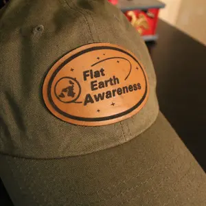 Flat earth awareness laser engraved leather patch hat Yupoong adjustable