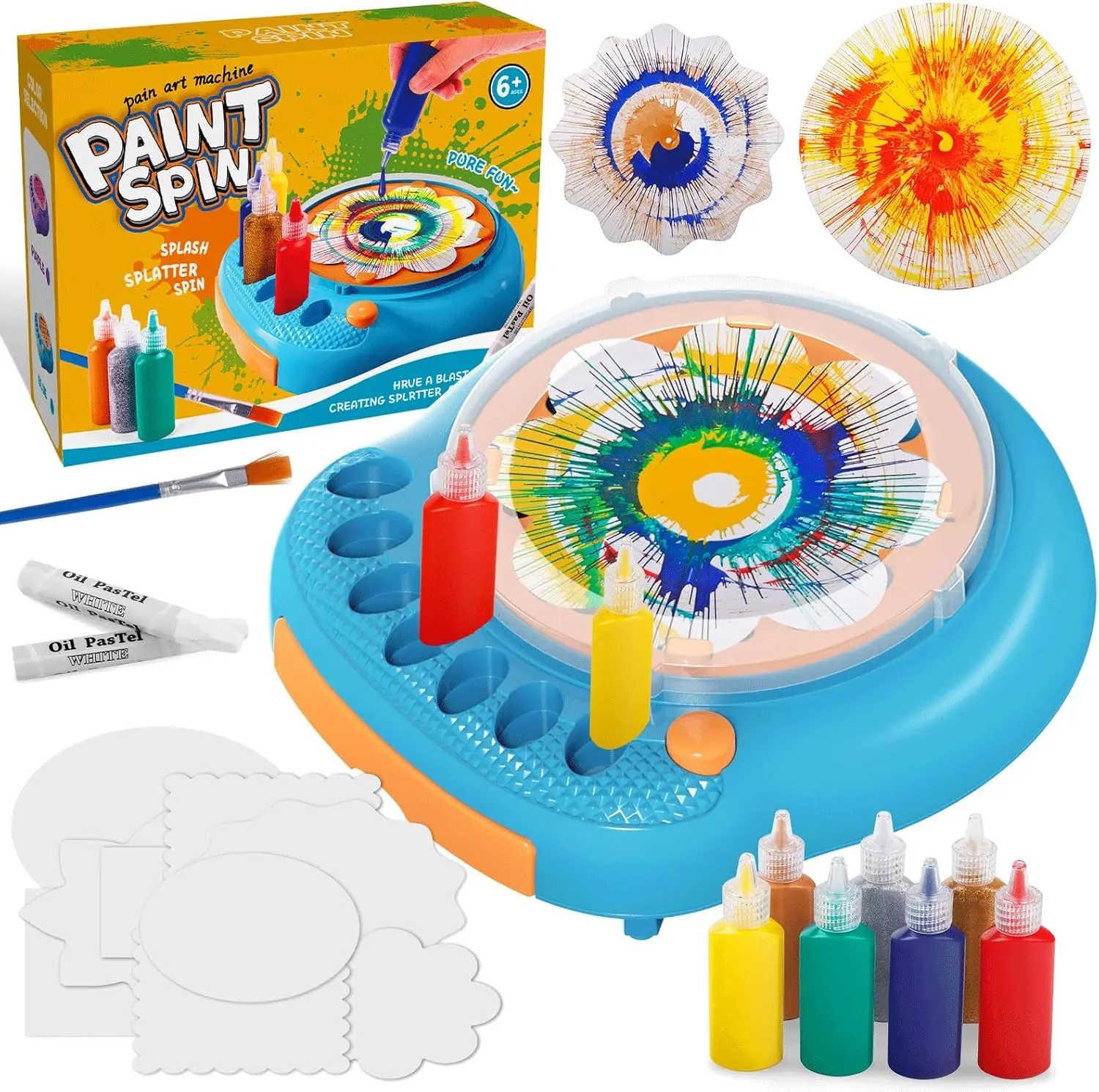 Snugplaya Spin Art Machine for Kids, Paint Spinner Arts and Crafts Kit with 7 Washable Paints & 36 Art Boards, Painting Art Kits for Boys Girls Ages 4 5 6 7 8 9 10 11 12, Birthday Gift