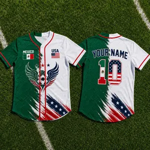 Personalized Half USA Half Mexico Baseball Jersey, Custom Name Number Split United States Mexico Soccer Fan Jersey, Game Day Jersey