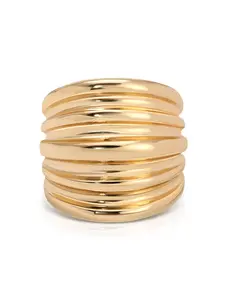 Ettika Stacked Band Ring 18k Gold Plated Zinc 0.9" Height Unisex Fashion Jewelry Accessory for Everyday Wear Elegant Simple Design