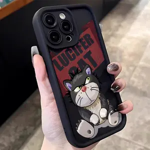 Cartoon cute Lucifer cat Phone Case Suitable for iPhone 17 16e 16 15 14 13 12 11 Mini Pro Max Air X XR XSMAX 8 7 Plus Anti Fall Soft TPU Back Cover Casing