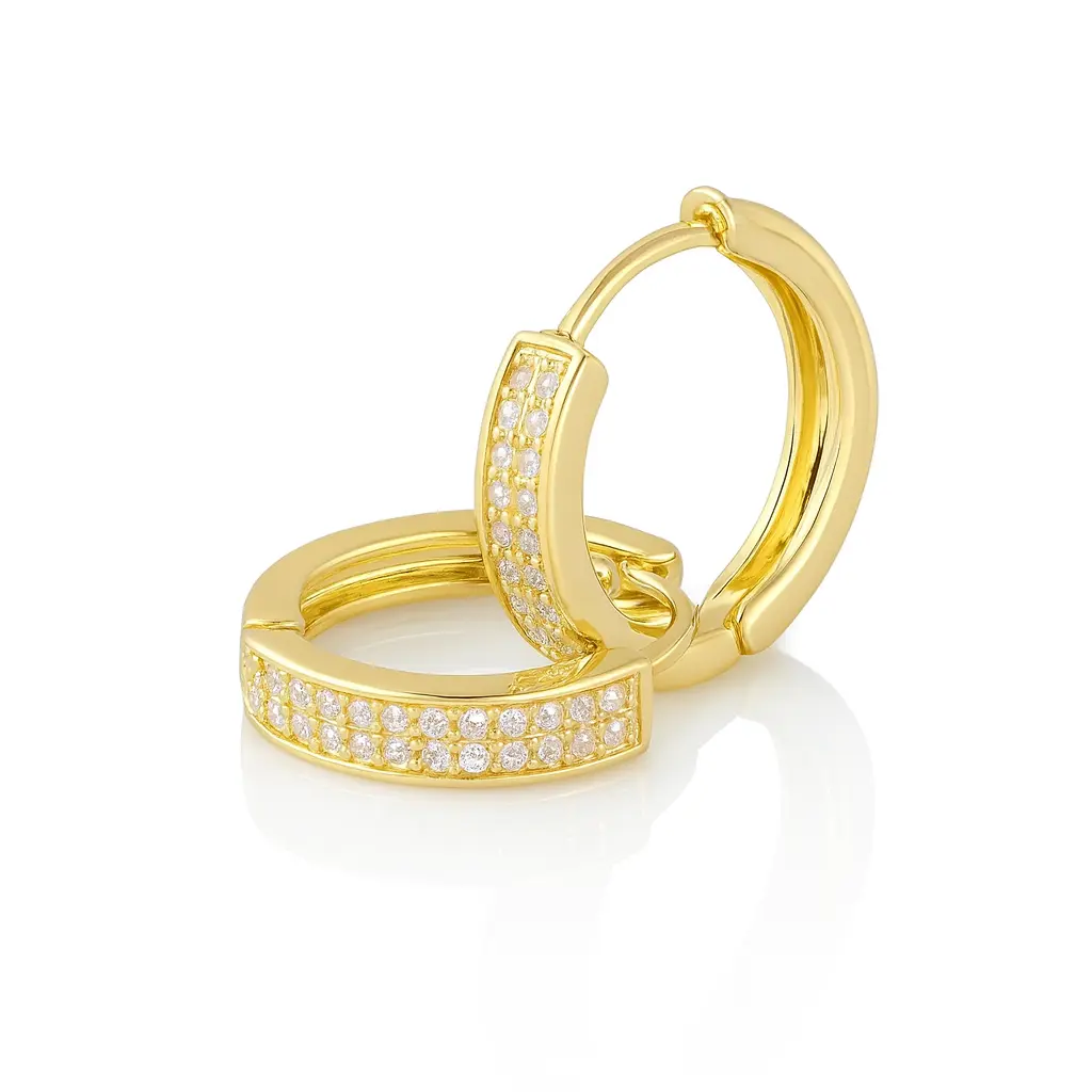 DIDIRAY 14K Gold Plated Women's  Hoop Earrings with Cubic Zirconia,  Long-Lasting Shine, Premium Finish, Modern Look, Perfect Gift
