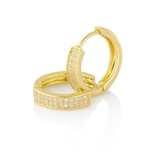 DIDIRAY 14K Gold Plated Women's  Hoop Earrings with Cubic Zirconia,  Long-Lasting Shine, Premium Finish, Modern Look, Perfect Gift