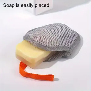 Double-Sided Soap Sponge Bag, Bathing Scrubbing Net, Foaming Mesh for Face Wash & Body Cleanser, Essential Bathroom Accessory, Body Care Tool, Exfoliating Net Sponges, Body Scrubber, Bath Accessories