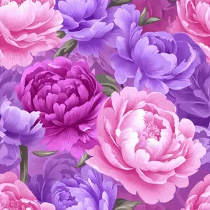 Purple and Pink Peony Flowers Pattern 10 Quilting Cotton Fabric