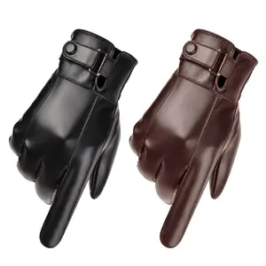 Men's Winter Warm Gloves, Adjustable Pull-On Cycling and Skiing Gloves, Ergonomic Design, Durable Synthetic Leather, Outdoor Sports Gear