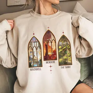 Rivendell Mordor The Shire LOTR Sweatshirt, LOTR Inspired Shirt, Tolkien Aragorn Merch, The Fellowship Crewneck,  Hobbit Lovers Gifts BM5F2