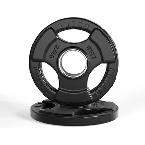 2-Inch Rubber Olympic Grip Weight Plates for Strength Training, Weightlifting, Solid Cast Iron Plate for Barbell in Single/Pair/Set for Home & Gym (2.5-45LB), One Year Warranty