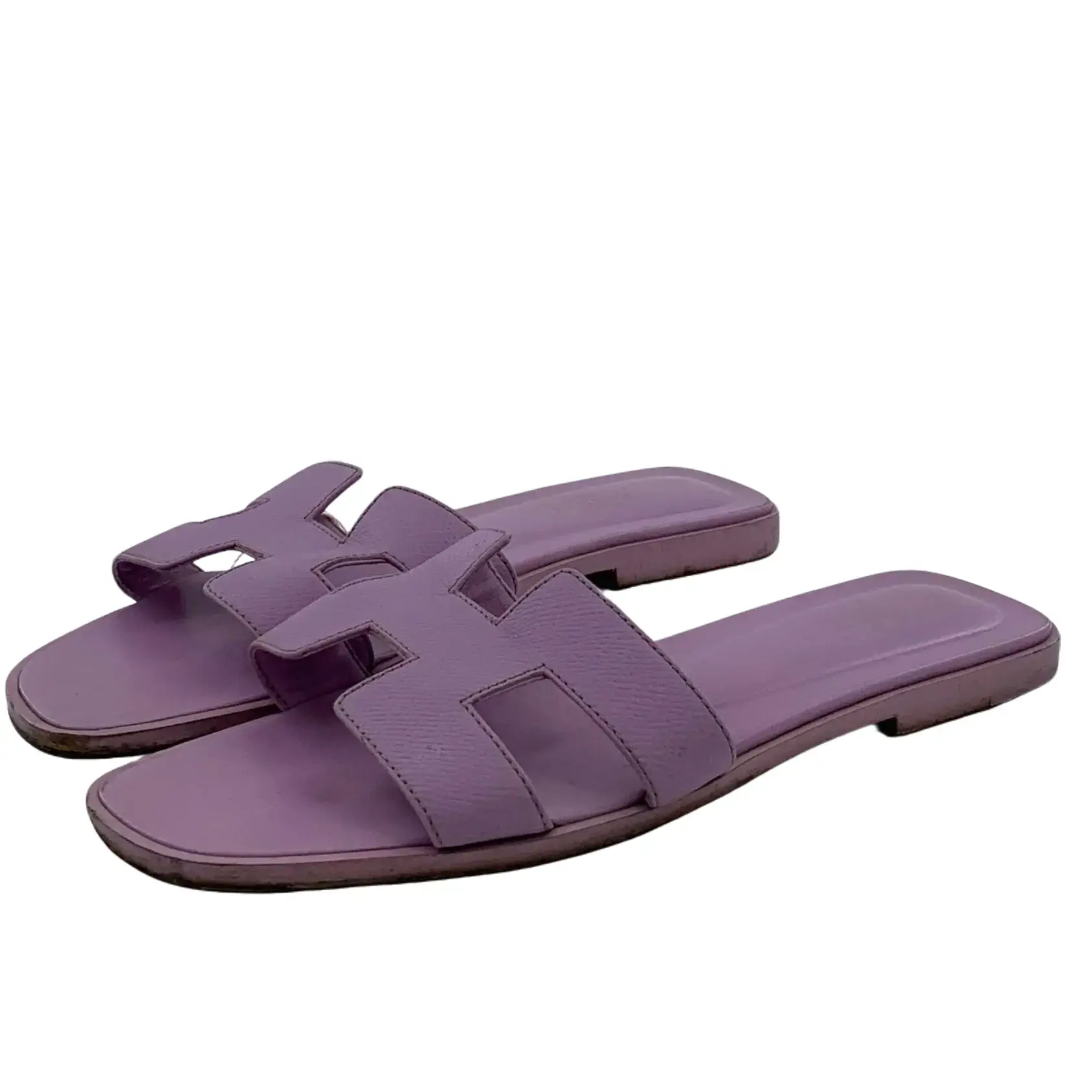 RDLT-Hermes size 40 purple H logo casual flat slide sandals-H37315
