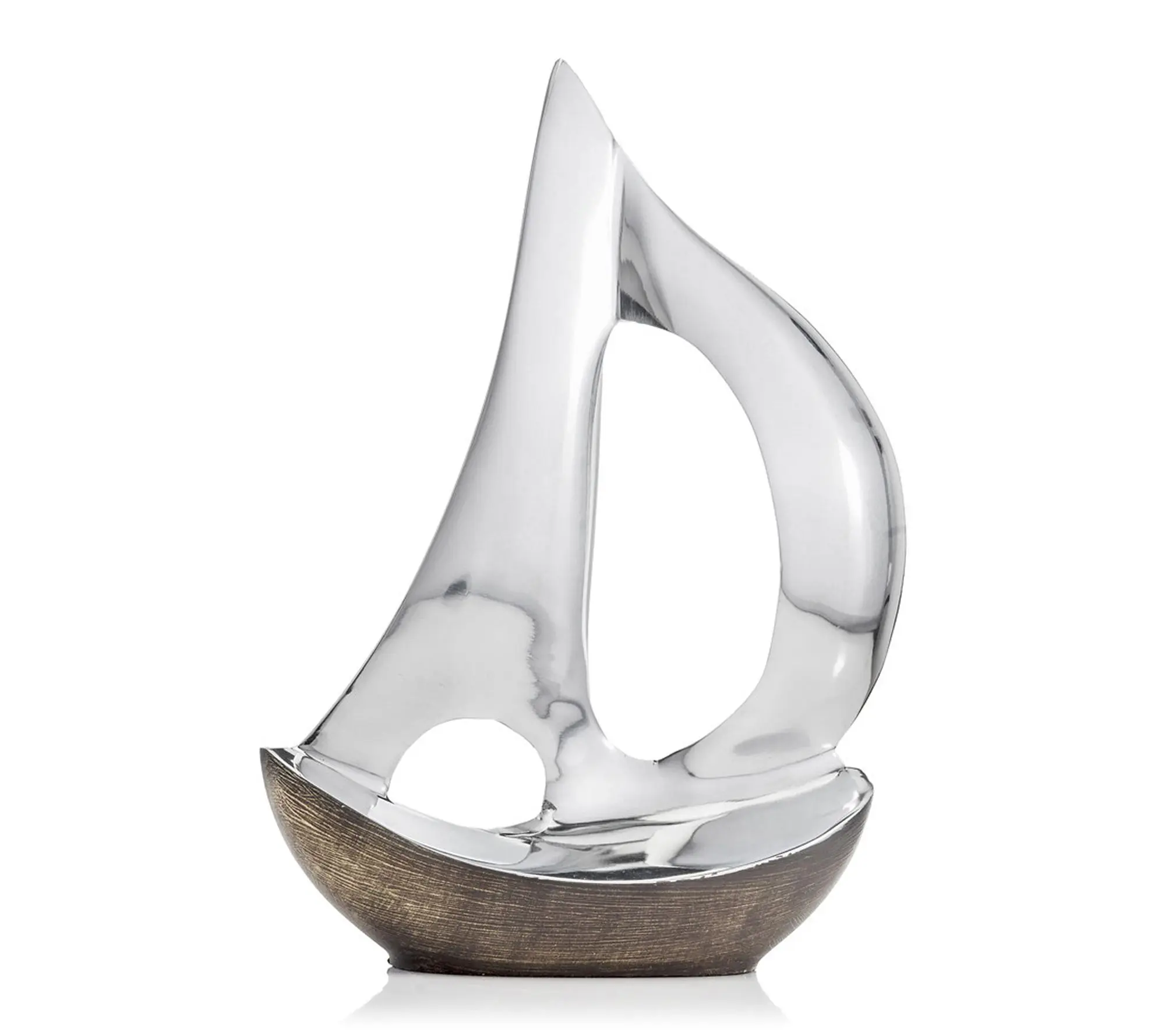 HomeRoots 12" Brown Silver Aluminum Sailboat Sculpture