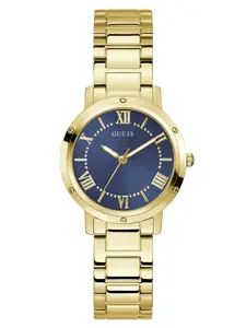 GUESS Female Gold-Tone and Navy Round Analog Watch