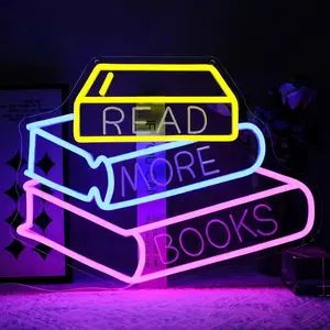 Read  Books Neon Sign - Dimmable LED Light for Wall Decor - LED Light Design for Book Lovers, Bedroom, Classroom, Library, Club, Reading Room