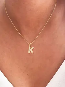 Women's Elegant Zirconia Bubble Initial Pendant Necklace, Stainless Steel Chain, Simple Design for All Seasons, Daily Wear Necklace
