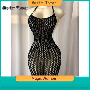 Lady's Formal Wear Sleeveless Sexy Knit Halter Wrap Dress for Women - High-Stretch Fabric, Off-the-Shoulder, Solid Color, Contrast Mesh Details, Straight Skirt, Suitable for Festivals, Music Events