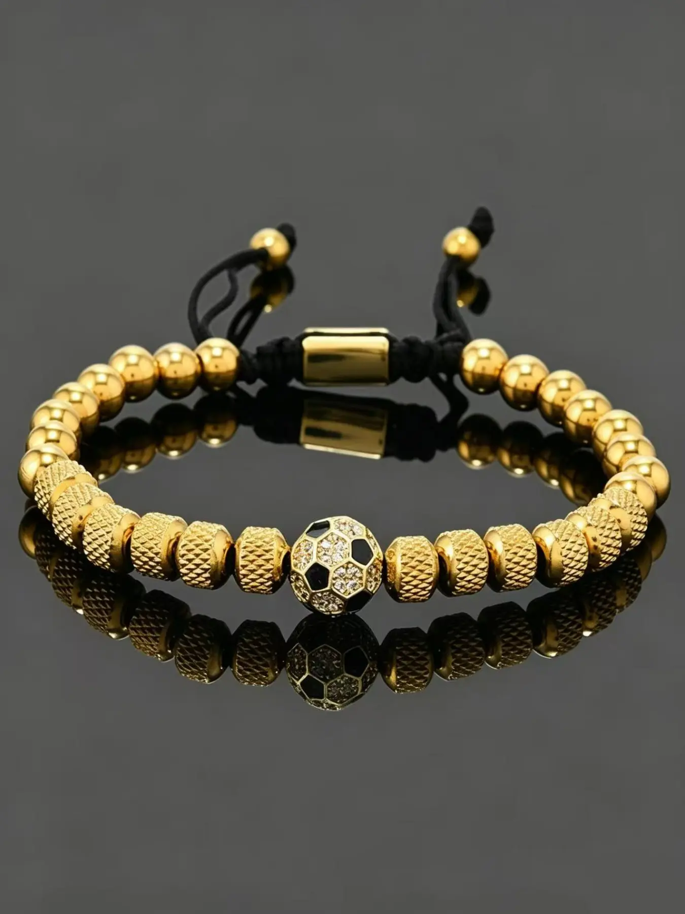 Men's Football Theme Rhinestone Wristband, Luxury Titanium Steel Braided Fashion Bracelet, Sports Fan Accessory Gift with Elegant Packaging