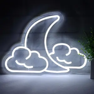 1 Pack Neon Sign Cloud and Moon Led Neon Light, Neon Lights Sign for Wall Decor USB Powered Led Neon Signs for Bedroom Room Wedding Party Decoration