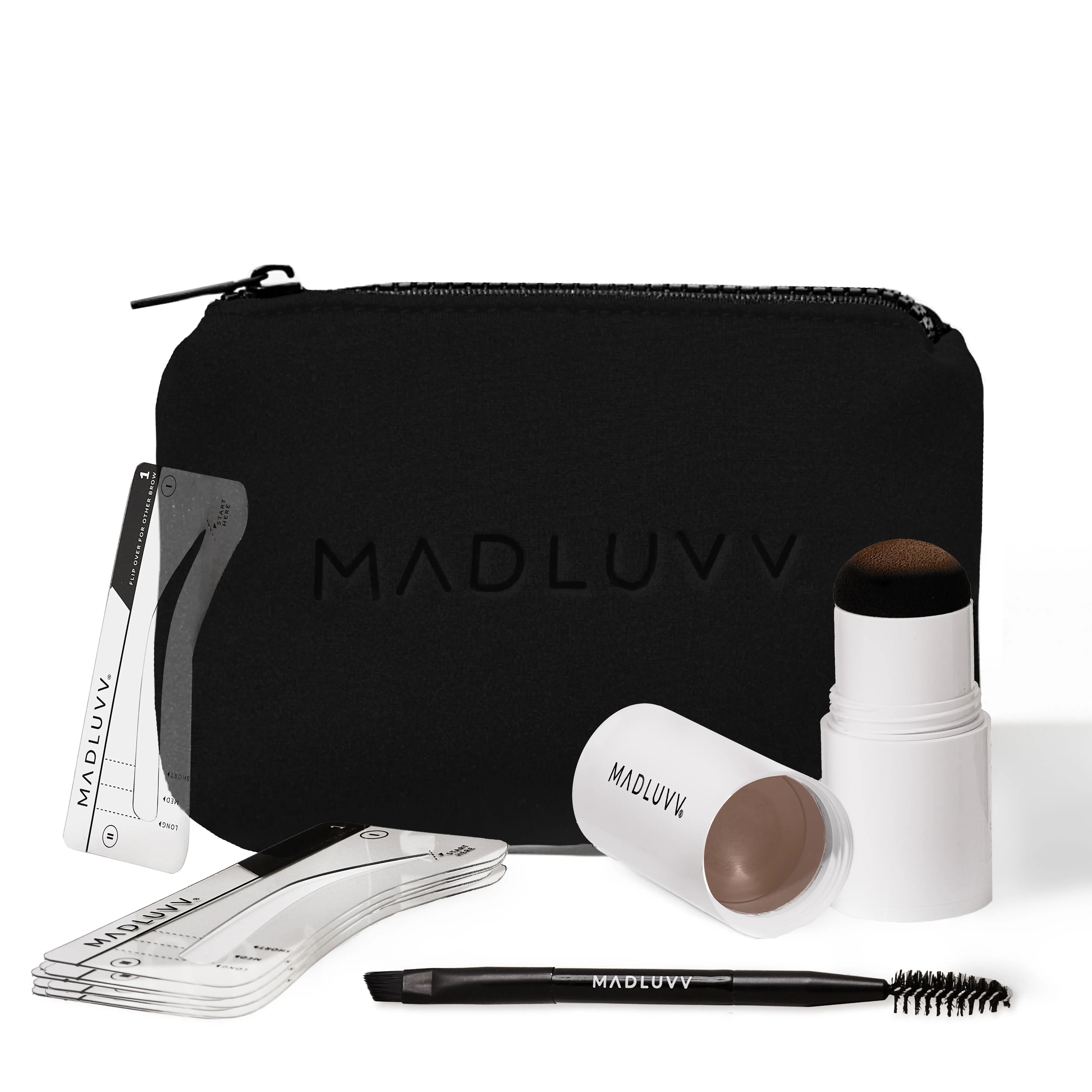 MADLUVV Auburn Brow Stamp Kit - Waterproof Eyebrow Makeup Tool & 9 Stencils for Auburn, Red, or Warm-Toned Hair