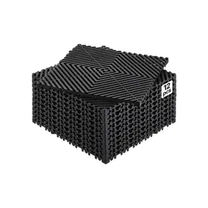 Summervibes VEVOR Interlocking Drainage Mat, 12x 12 Modular Interlocking Cushion, 12 Pcs Splicing Drainage Mats, Non-Slip Black PP Drainage Floor Tile and Shower Mat, for Garage, Garden, Kitchen Outdoor