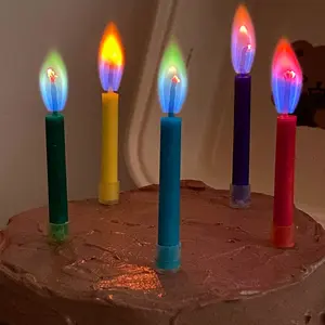 Stunning Colorflame Multicolor Birthday Candles Light Set of 12 Pack, Unscented Candle Holders for Celebrations, Festive Decor for Parties