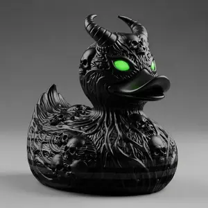 Devil Skull Duck Decoration Resin Figurine, Unique Halloween Decor Accessory, Perfect Gift Idea for Home & Office