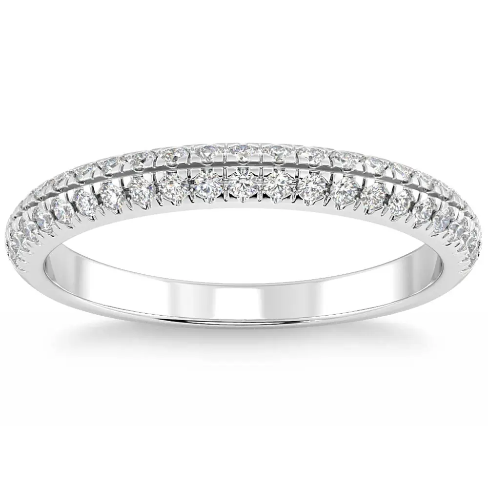 1/2Ct Pave Diamond Wedding Ring 14k Gold Stackable Band Lab Grown